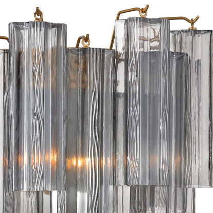 Crystorama Addis 2 Light 12" Sconce, Gray/Brass/Gold/Smoke