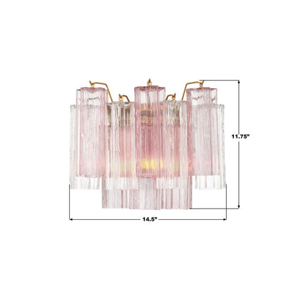Crystorama Addis 2 Light Geometric Sconce, Brass/Gold/Spring