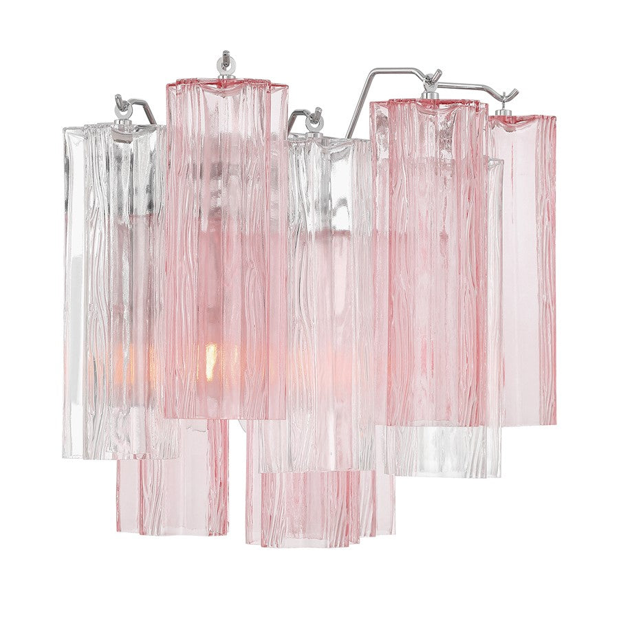 Crystorama Addis 2 Light 12" Sconce, Chrome/Spring