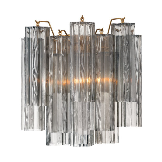 Crystorama Addis 2 Light 15" Sconce, Gray/Brass/Gold/Smoke - ADD-303-AG-SM