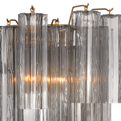 Crystorama Addis 2 Light 15" Sconce, Gray/Brass/Gold/Smoke