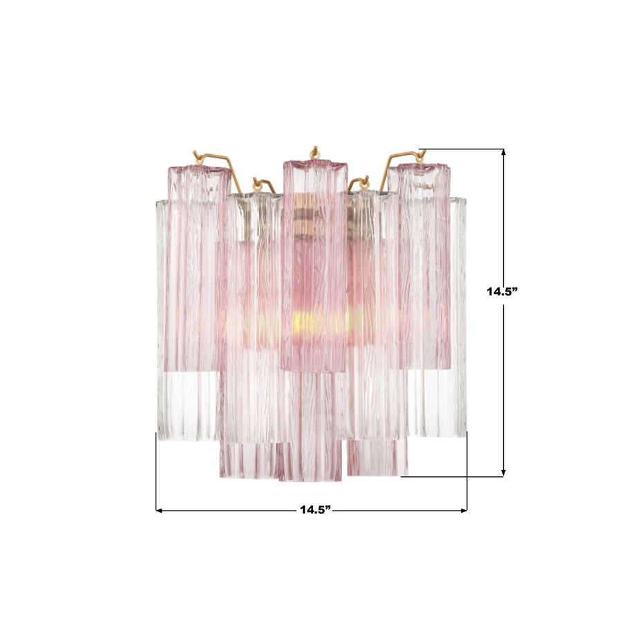 Crystorama Addis 2 Light Sconce, Brass/Gold/Spring