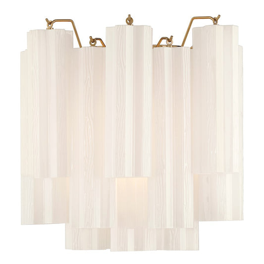 Crystorama Addis 2 Light Sconce, Aged Brass/Tronchi Glass White - ADD-303-AG-WH