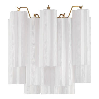 Crystorama Addis 2 Light Sconce, Aged Brass/Tronchi Glass White