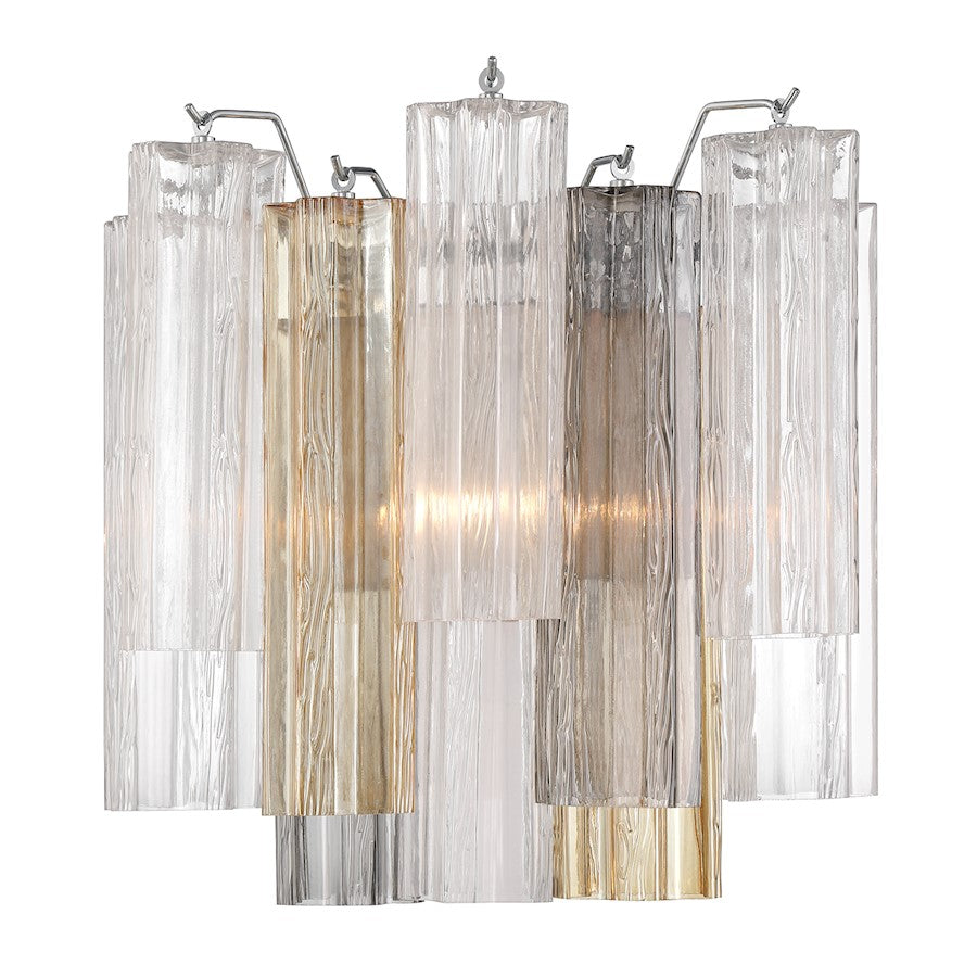 Crystorama Addis 2 Light Sconce, Chrome/Tronchi Glass Autumn - ADD-303-CH-AU