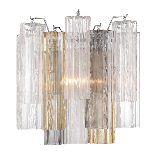 Crystorama Addis 2 Light Sconce, Chrome/Tronchi Glass Autumn - ADD-303-CH-AU
