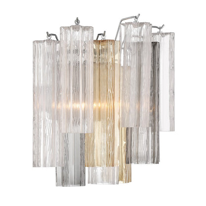 Crystorama Addis 2 Light Sconce, Chrome/Tronchi Glass Autumn