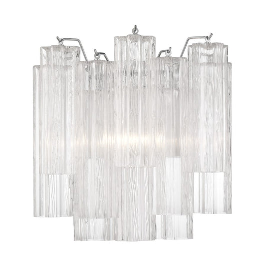 Crystorama Addis 2 Light Sconce, Chrome/Tronchi Glass Clear - ADD-303-CH-CL