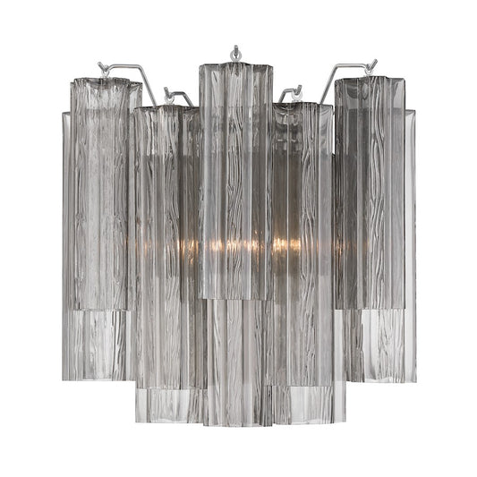 Crystorama Addis 2 Light Sconce, Chrome/Tronchi Glass Smoke - ADD-303-CH-SM