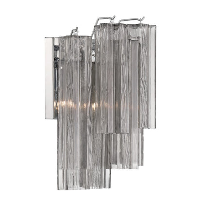 Crystorama Addis 2 Light Sconce, Chrome/Tronchi Glass Smoke