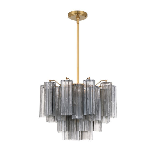Crystorama Addis 6 Light Chandelier, Gray/Brass/Gold/Smoke