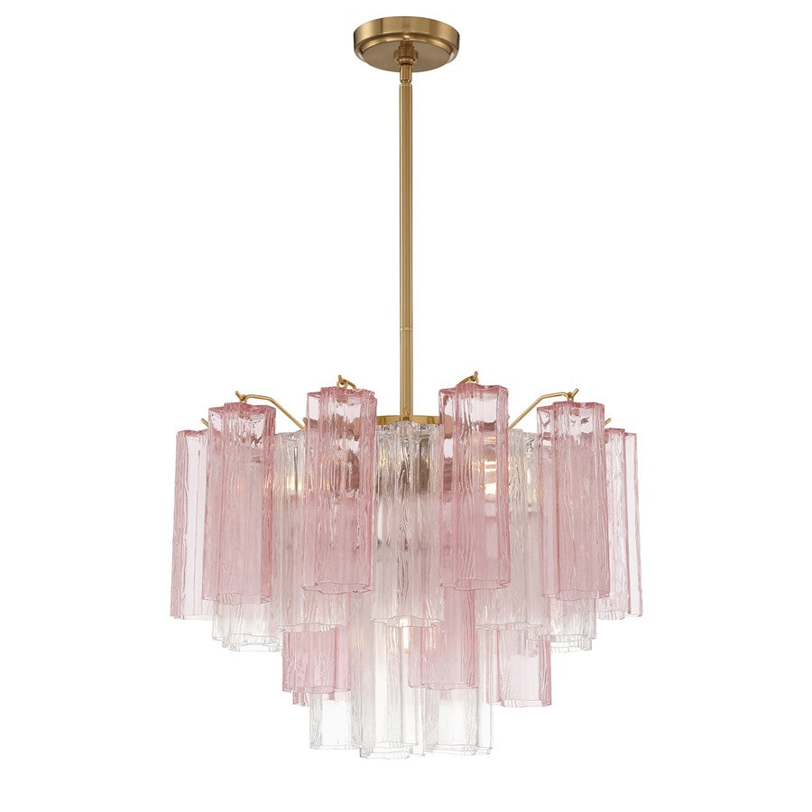 Crystorama Addis 6 Light Chandelier, Brass/Gold/Spring - ADD-306-AG-SP