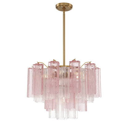 Crystorama Addis 6 Light Chandelier, Brass/Gold/Spring - ADD-306-AG-SP