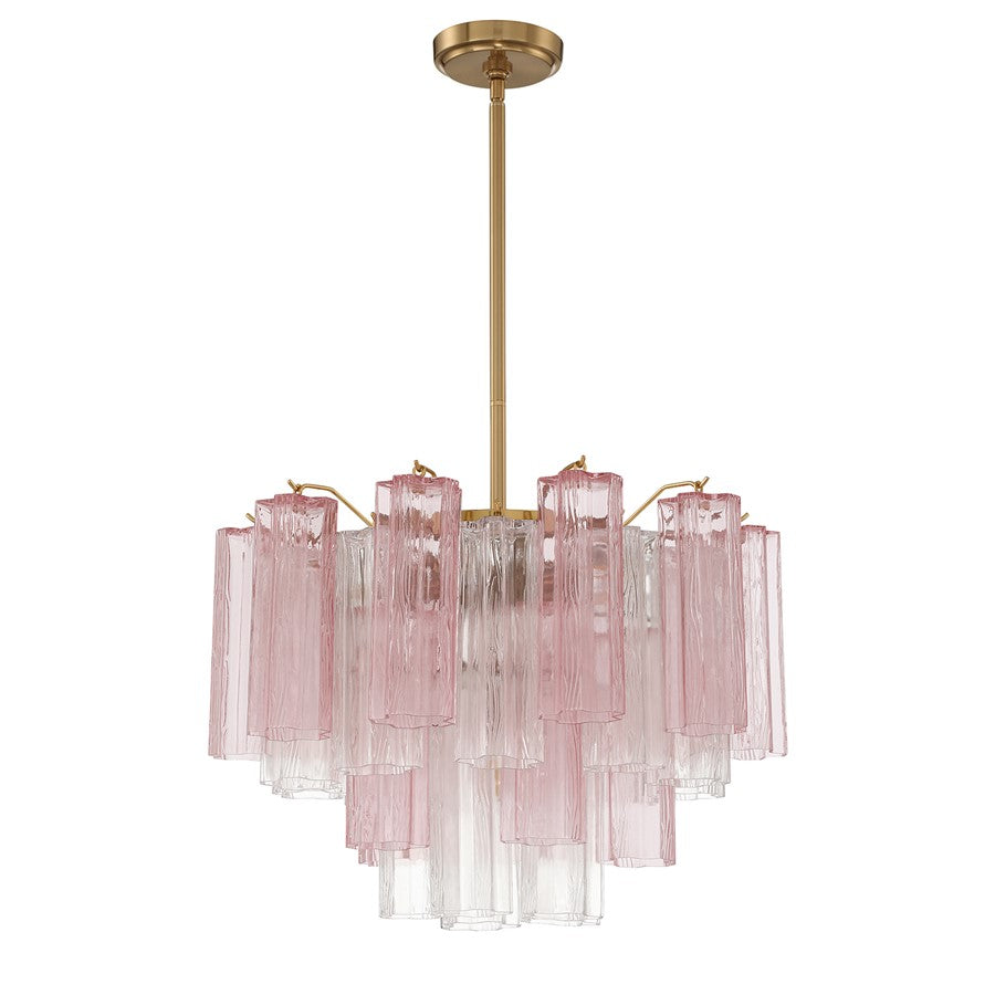 Crystorama Addis 6 Light Chandelier, Brass/Gold/Spring