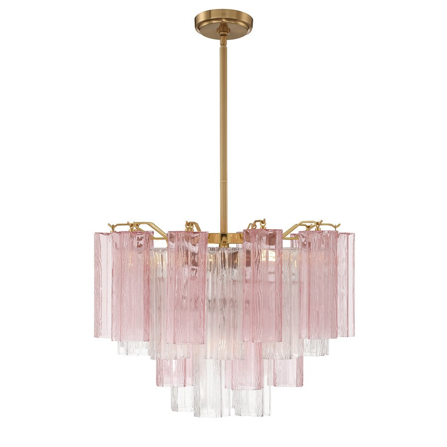 Crystorama Addis 6 Light Chandelier, Brass/Gold/Spring
