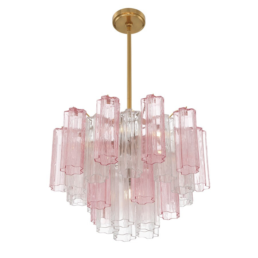 Crystorama Addis 6 Light Chandelier, Brass/Gold/Spring