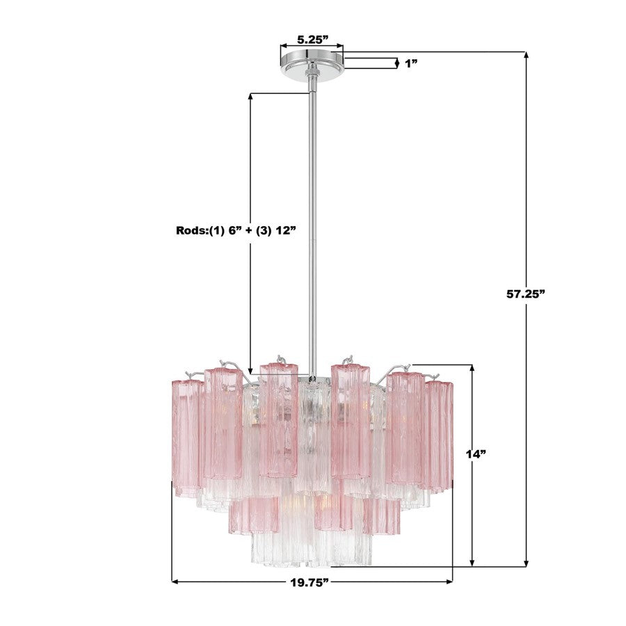 Crystorama Addis 6 Light Chandelier, Chrome/Spring