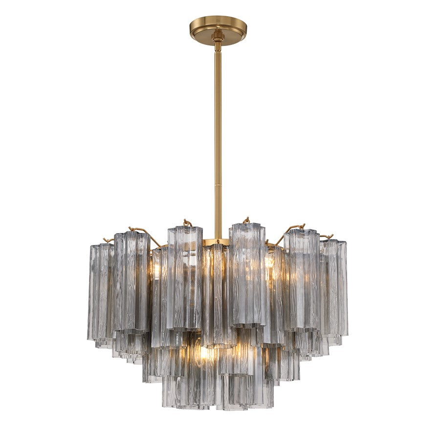 Crystorama Addis 9 Light Chandelier, Gray/Brass/Gold/Smoke - ADD-308-AG-SM