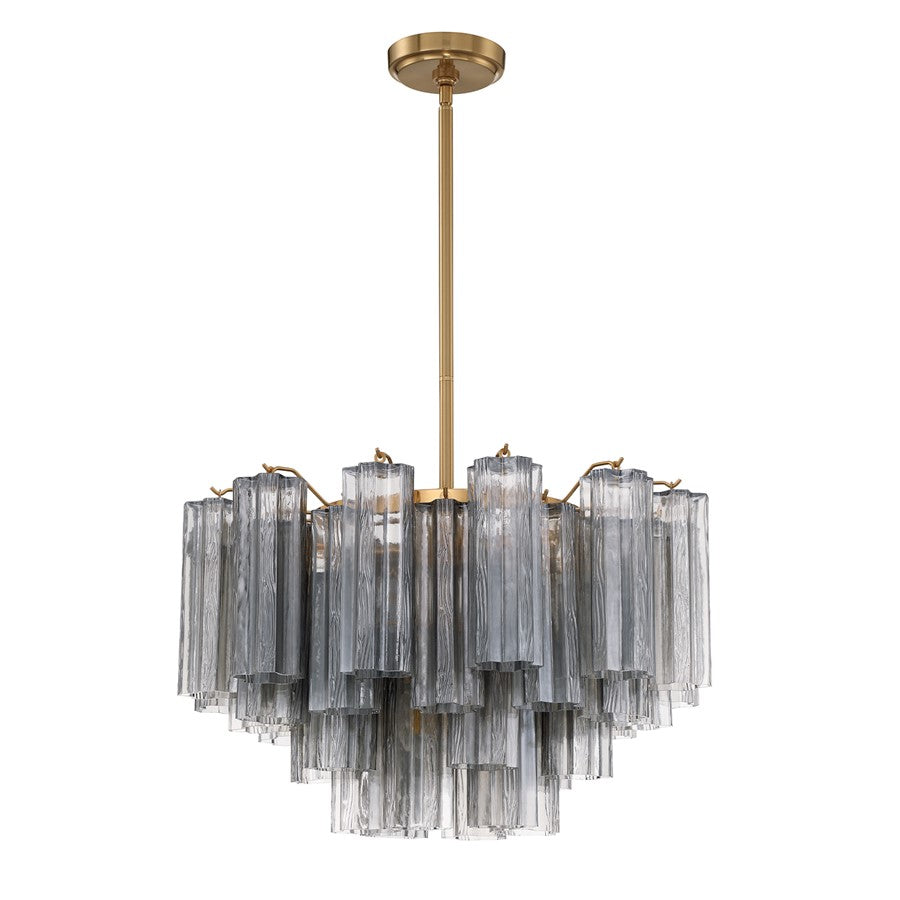 Crystorama Addis 9 Light Chandelier, Gray/Brass/Gold/Smoke