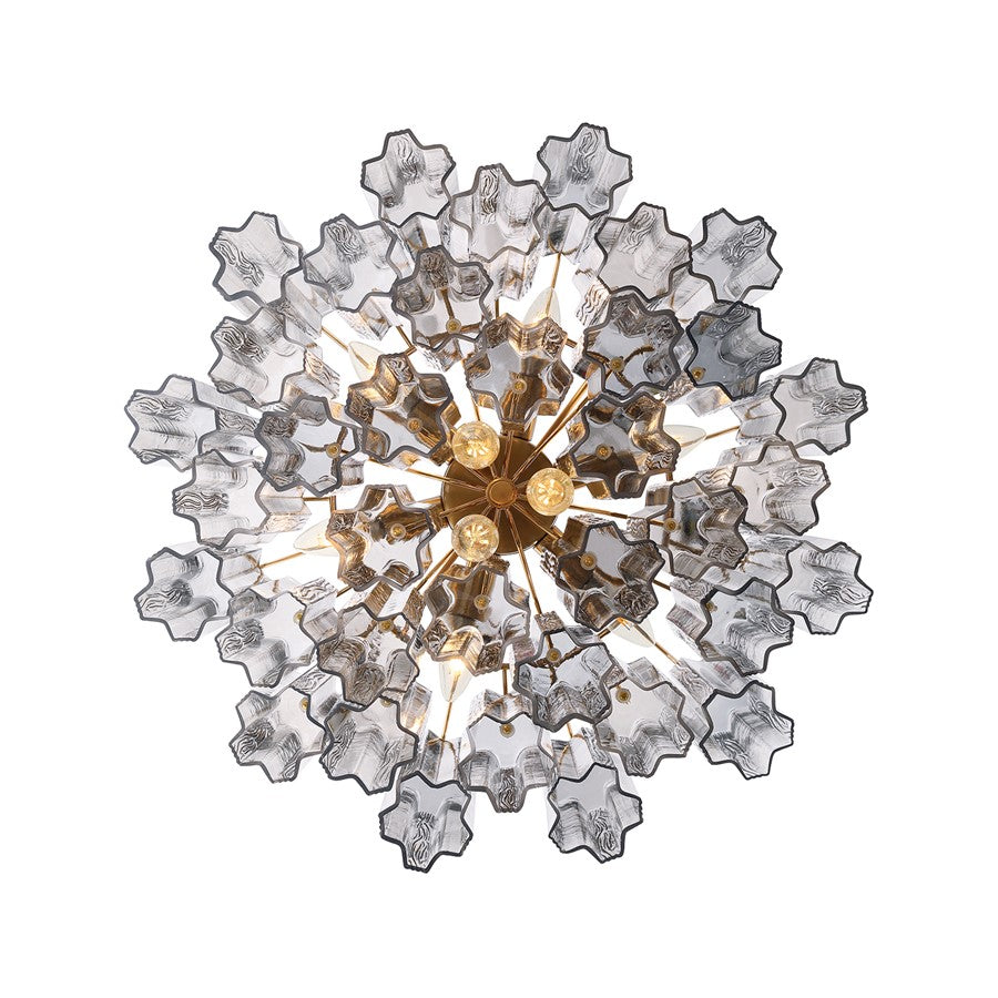 Crystorama Addis 9 Light Chandelier, Gray/Brass/Gold/Smoke