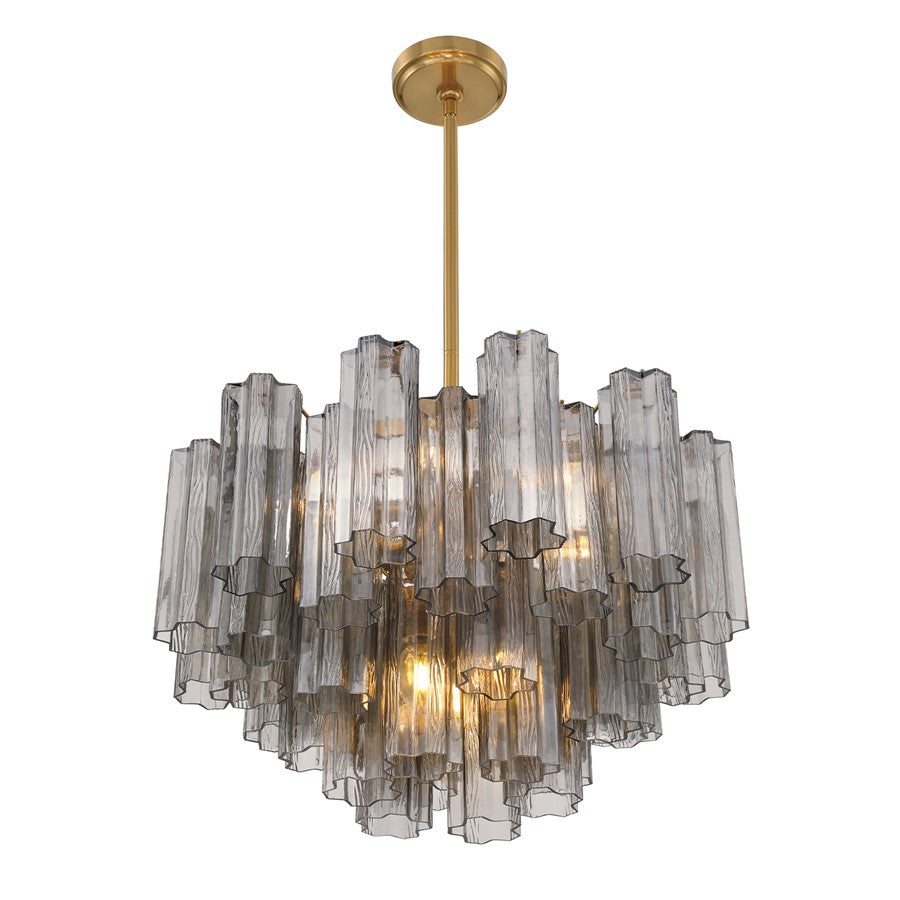 Crystorama Addis 9 Light Chandelier, Gray/Brass/Gold/Smoke
