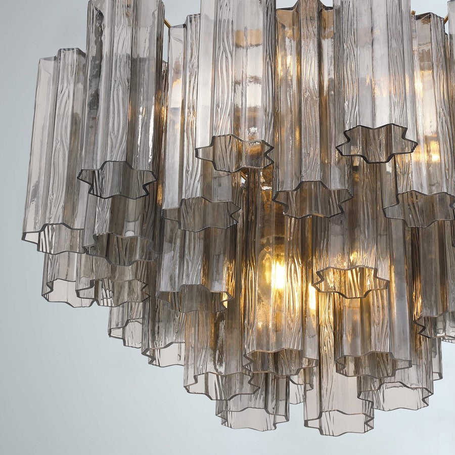 Crystorama Addis 9 Light Chandelier, Gray/Brass/Gold/Smoke