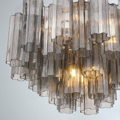 Crystorama Addis 9 Light Chandelier, Gray/Brass/Gold/Smoke