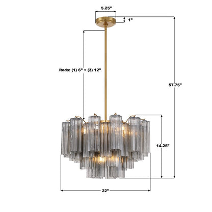 Crystorama Addis 9 Light Chandelier, Gray/Brass/Gold/Smoke