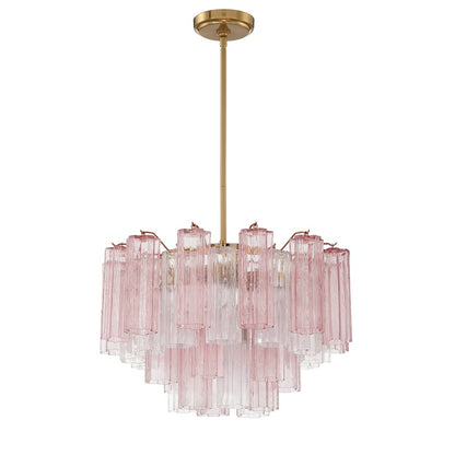 Crystorama Addis 9 Light Chandelier, Brass/Gold/Spring
