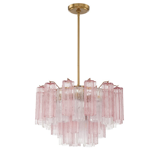 Crystorama Addis 9 Light Chandelier, Brass/Gold/Spring
