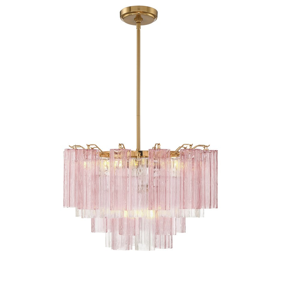 Crystorama Addis 9 Light Chandelier, Brass/Gold/Spring