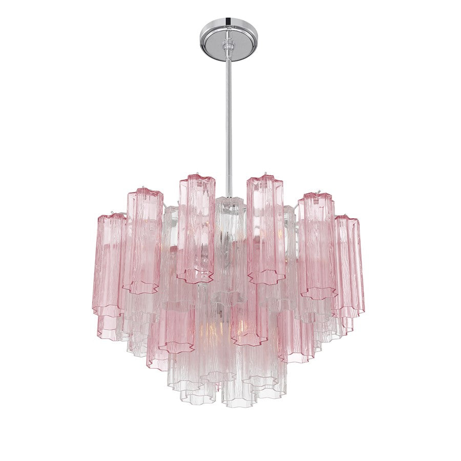 Crystorama Addis 9 Light Chandelier, Chrome/Spring