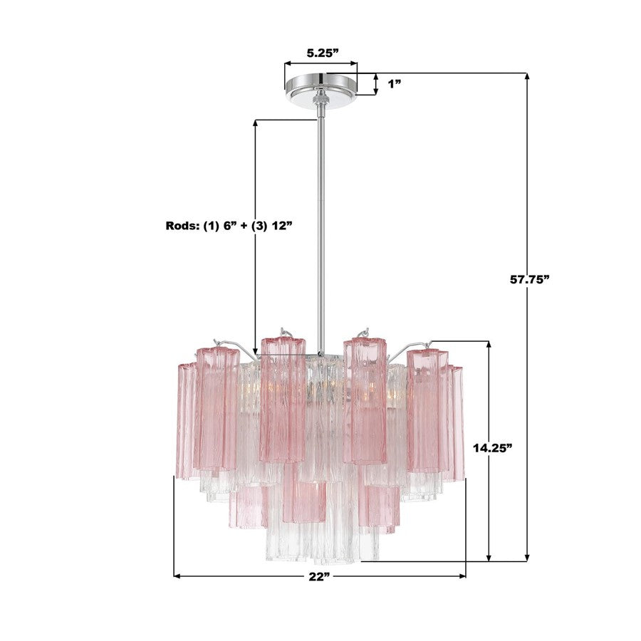 Crystorama Addis 9 Light Chandelier, Chrome/Spring