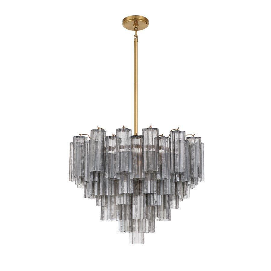 Crystorama Addis 12 Light Chandelier, Gray/Brass/Gold/Smoke
