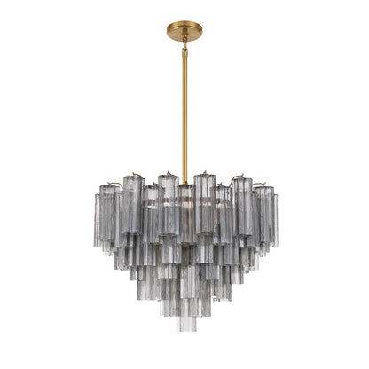 Crystorama Addis 12 Light Chandelier, Gray/Brass/Gold/Smoke
