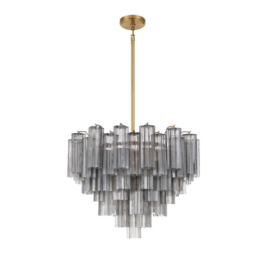 Crystorama Addis 12 Light Chandelier, Gray/Brass/Gold/Smoke