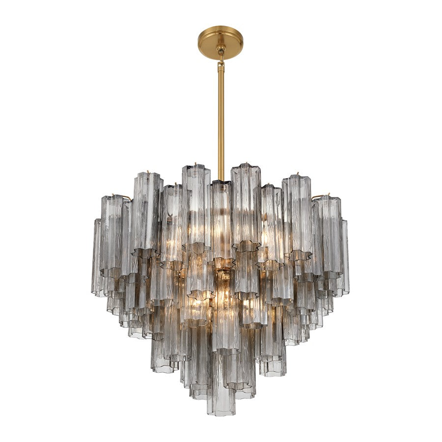 Crystorama Addis 12 Light Chandelier, Gray/Brass/Gold/Smoke