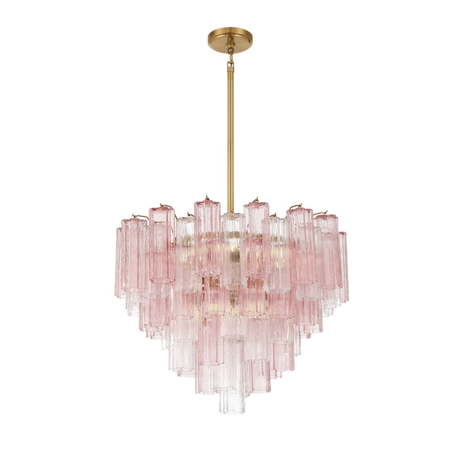 Crystorama Addis 12 Light Chandelier, Brass/Gold/Spring - ADD-312-AG-SP