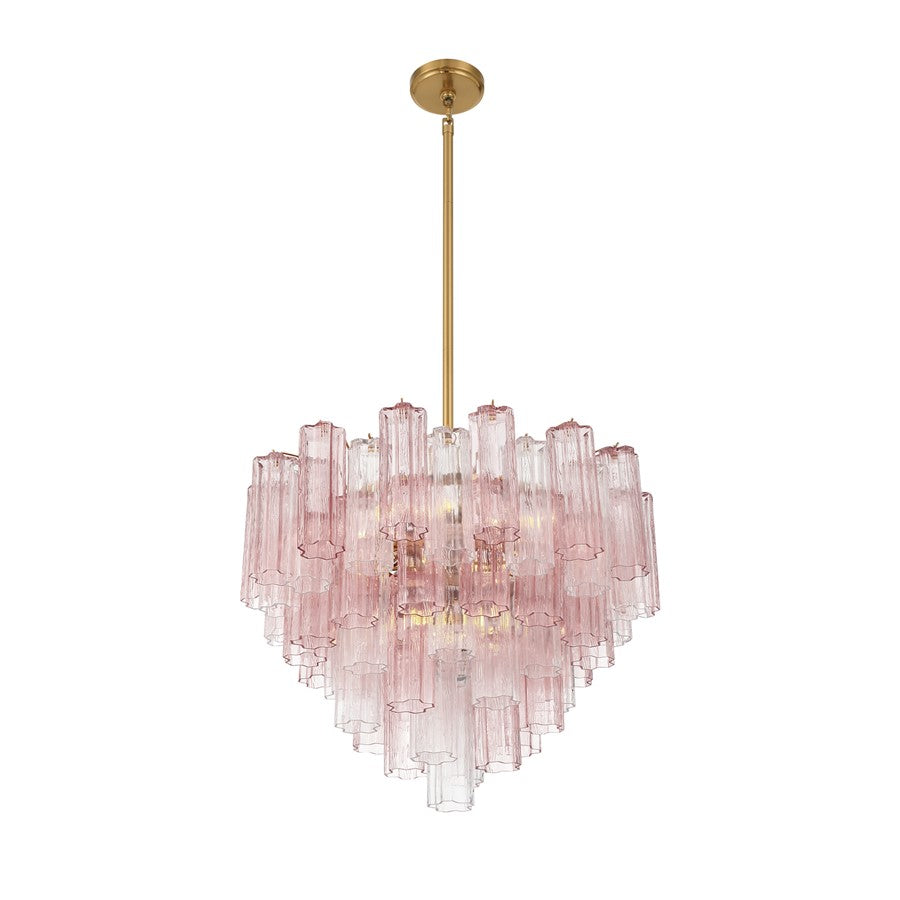 Crystorama Addis 12 Light Chandelier, Brass/Gold/Spring