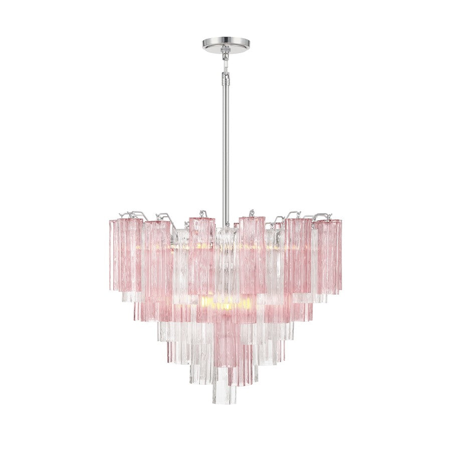 Crystorama Addis 12 Light Chandelier, Chrome/Spring