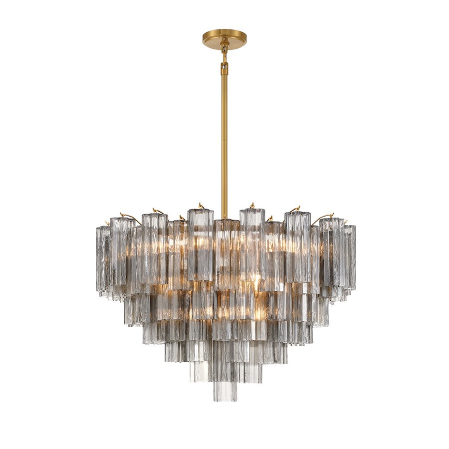 Crystorama Addis 16 Light Chandelier, Gray/Brass/Gold/Smoke - ADD-316-AG-SM