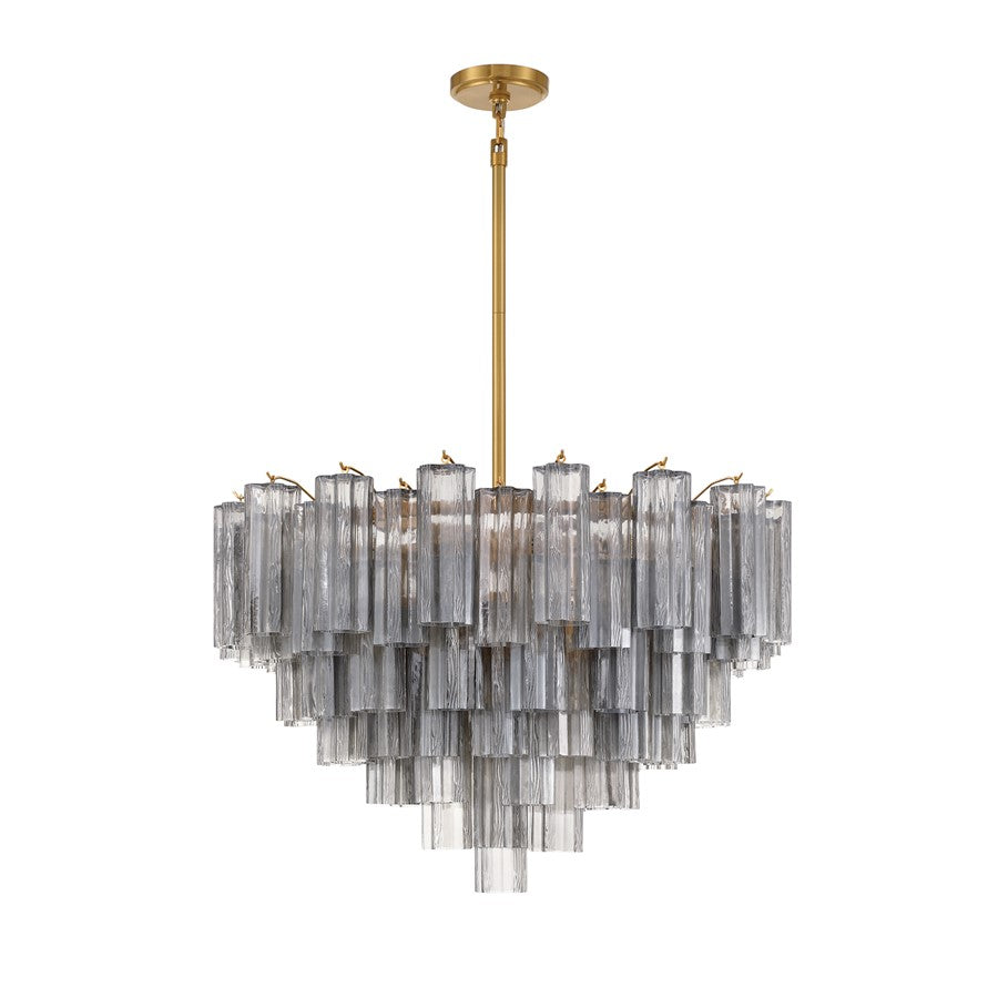 Crystorama Addis 16 Light Chandelier, Gray/Brass/Gold/Smoke