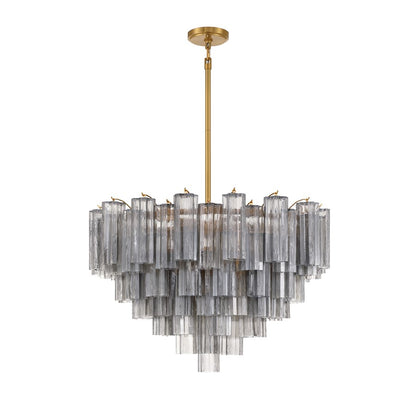 Crystorama Addis 16 Light Chandelier, Gray/Brass/Gold/Smoke