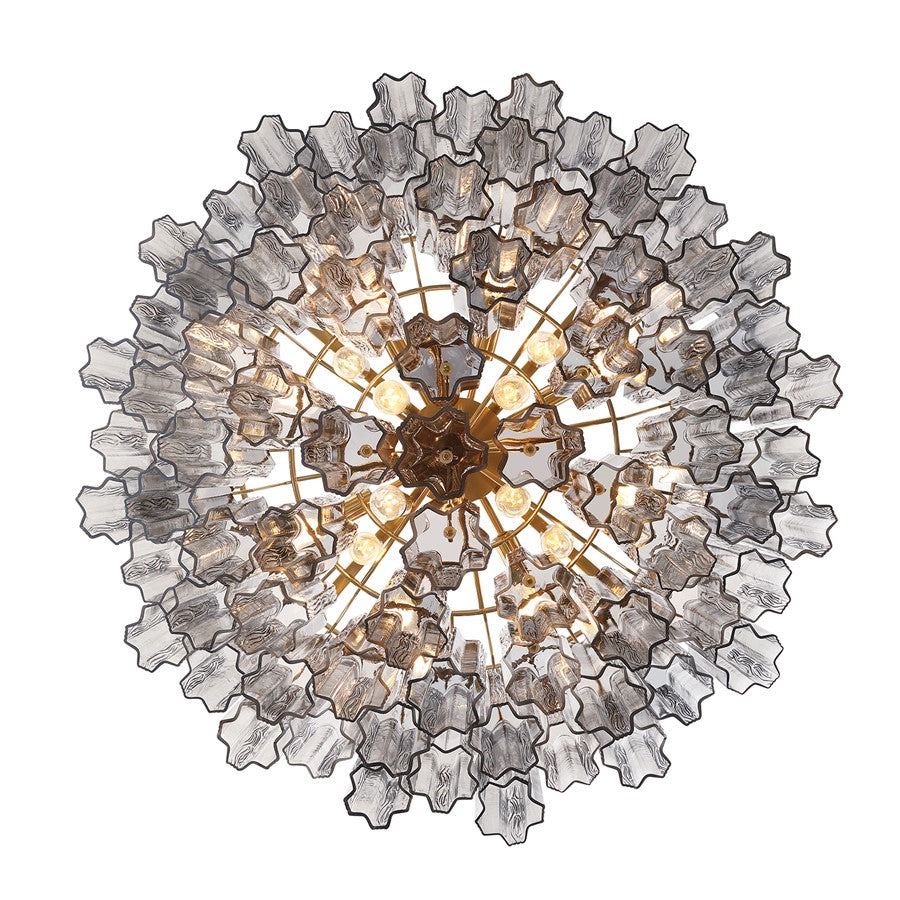 Crystorama Addis 16 Light Chandelier, Gray/Brass/Gold/Smoke