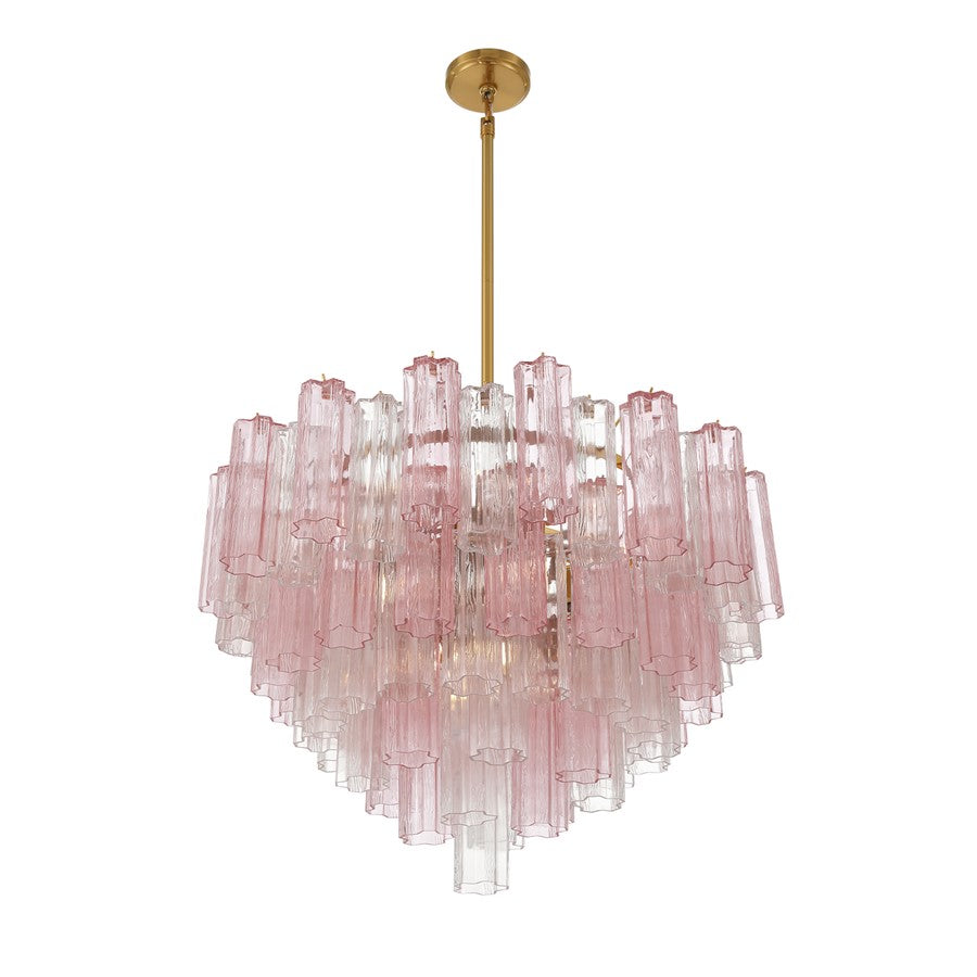 Crystorama Addis 16 Light Chandelier, Brass/Gold/Spring