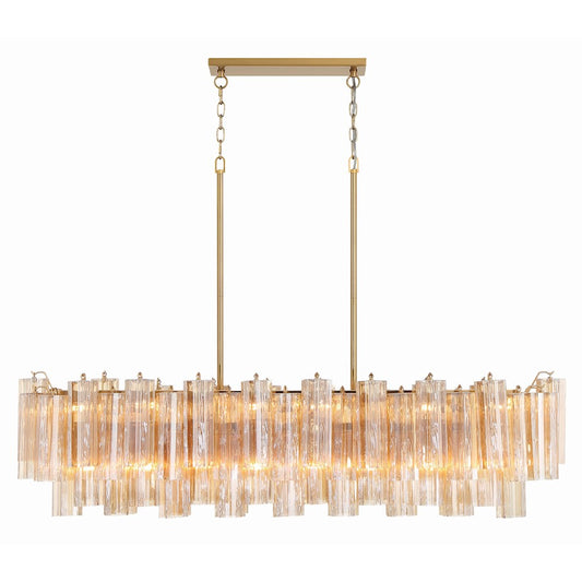 14 Light Chandelier, Aged Brass