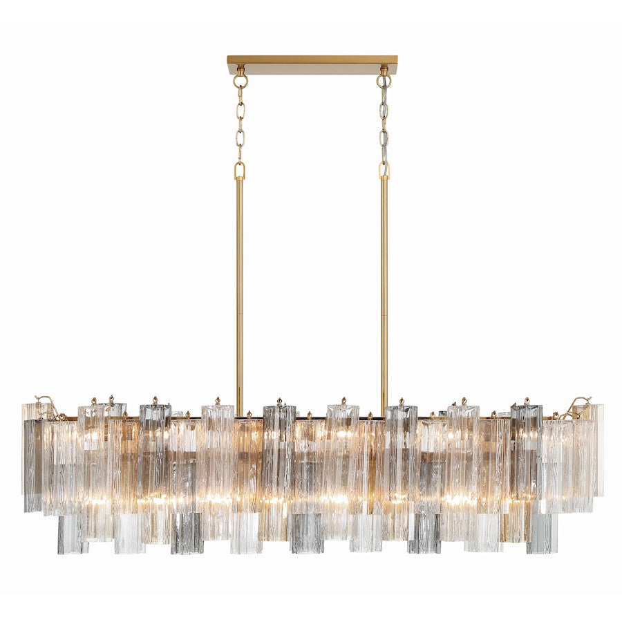 14 Light Chandelier, Aged Brass