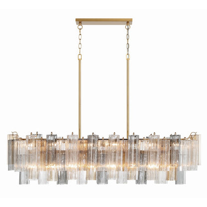 14 Light Chandelier, Aged Brass