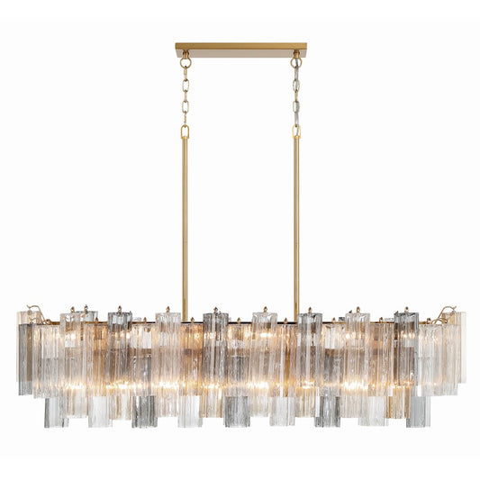 14 Light Chandelier, Aged Brass