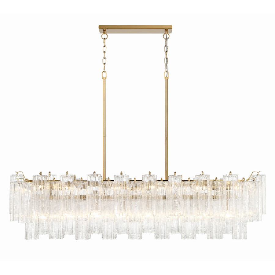 14 Light Chandelier, Aged Brass
